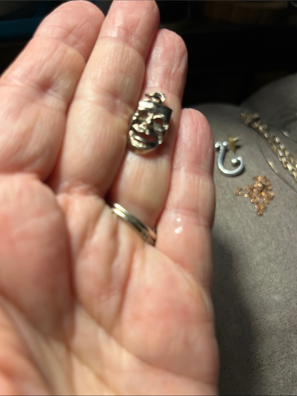 Sterling silver face  Pendant Charm - Silver 1701